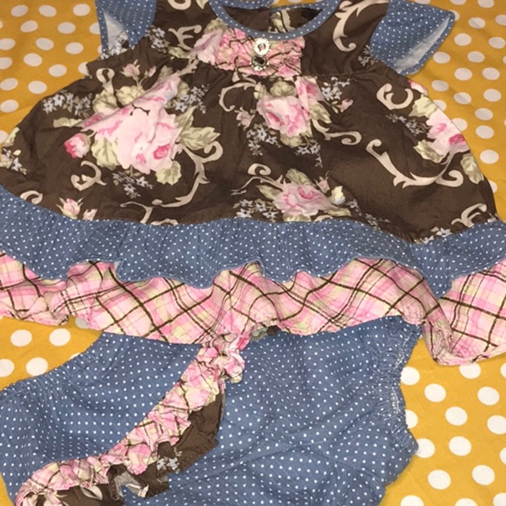 Vintage Couture 2 pc mixed print set